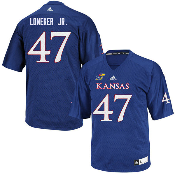 Men #47 Keith Loneker Jr. Kansas Jayhawks College Football Jerseys Sale-Royal